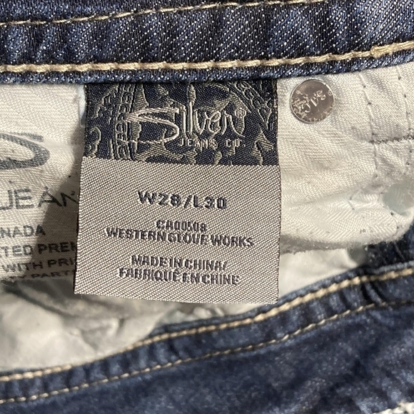 Silver Suki Denim Blue Jeans Boot Cut Women's W28/L30 Sandblast Fade Neutral EUC - Picture 6 of 6